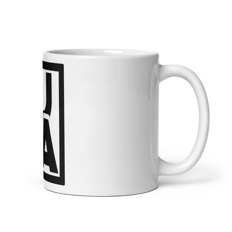 Lion Of Judah Apparel black new logo White glossy mug