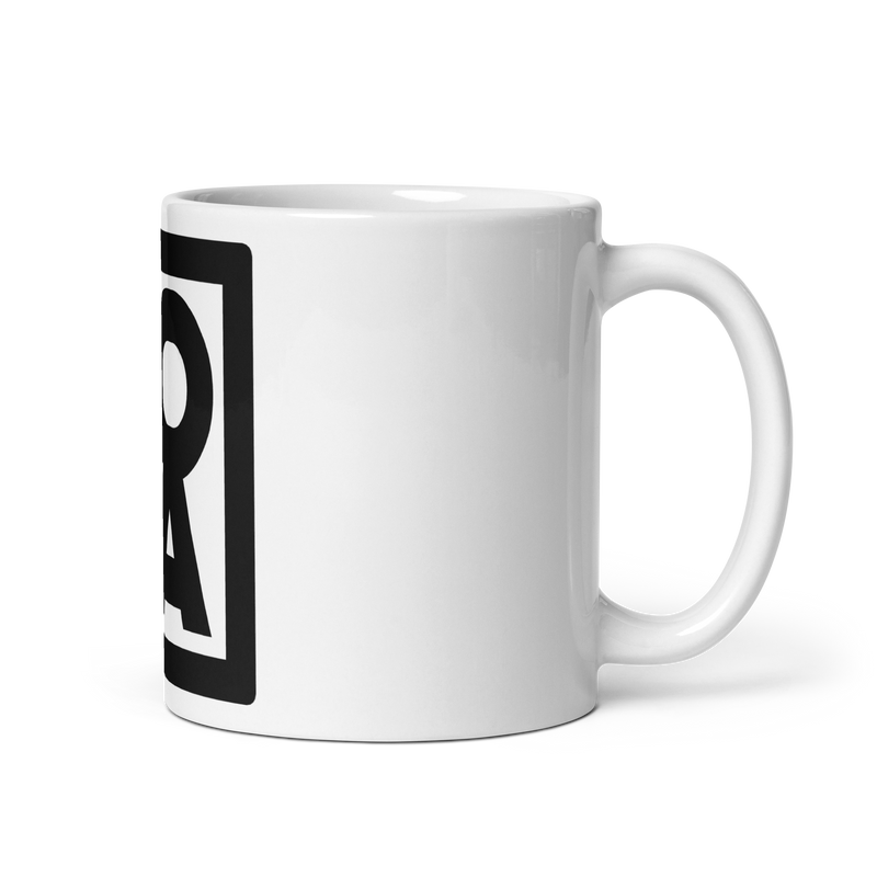 Lion Of Judah Apparel Black Logo Design White glossy mug