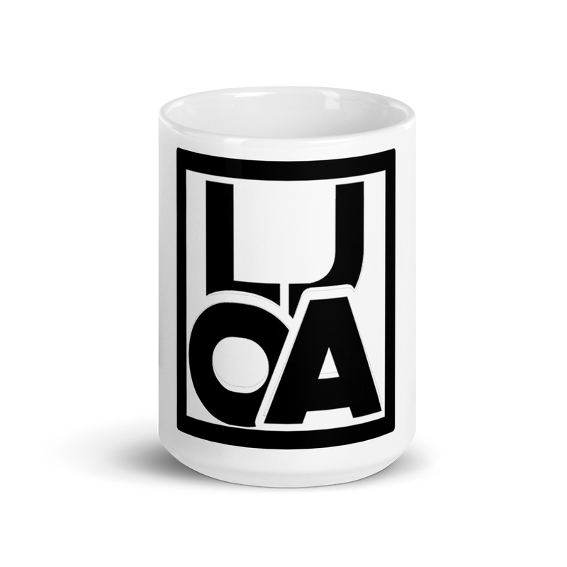 Lion Of Judah Apparel black new logo White glossy mug