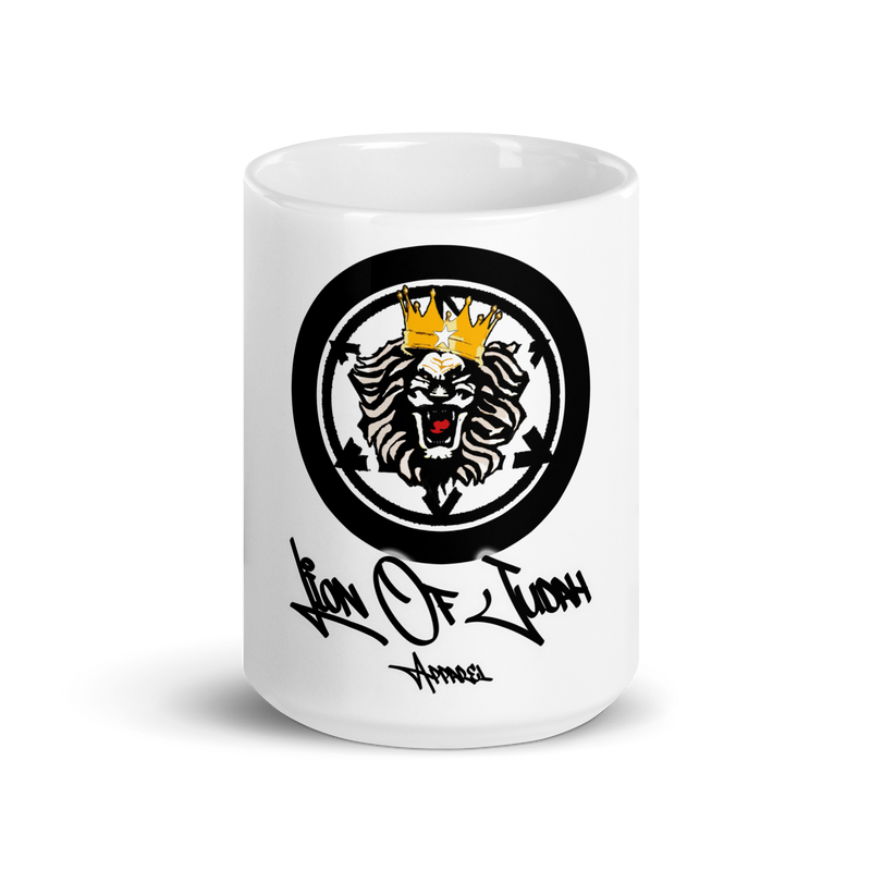 Lion of Judah Design White glossy mug