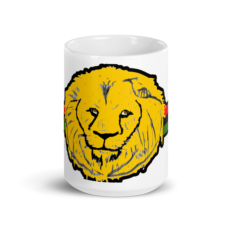 Lion Design White glossy mug