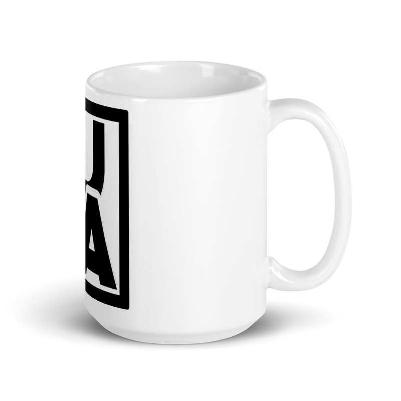 Lion Of Judah Apparel black new logo White glossy mug