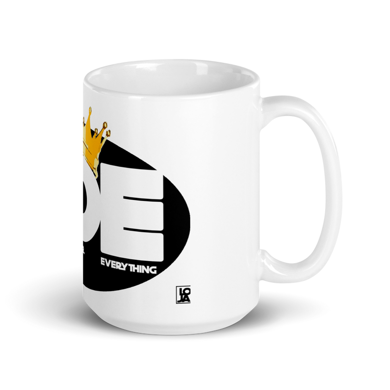 God Over Everything White glossy mug