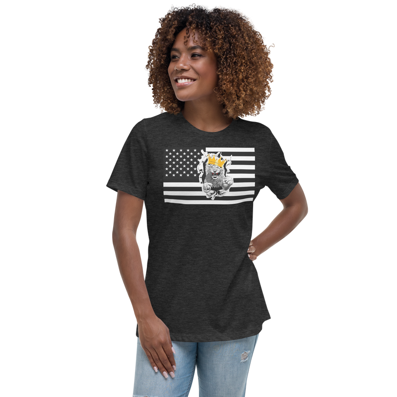 Melanated Lion Of Judah Flag Women's Relaxed T-Shirt