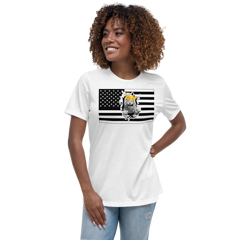 Melanated Lion Of Judah Flag Women's Relaxed T-Shirt