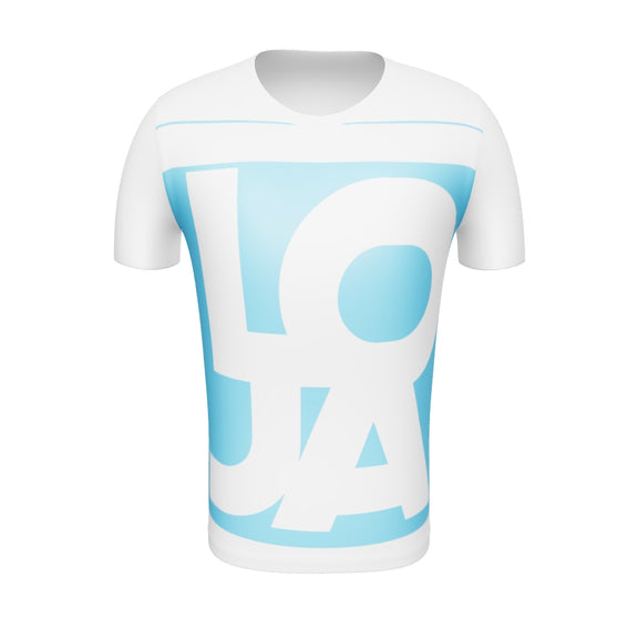 (Big Print) Baby Blue Lion Of Judah Apparel Logo All Over Print Men's Athletic T-shirt