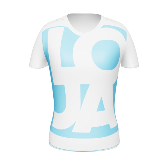 (Big Print) Baby Blue Lion Of Judah Apparel Logo All Over Print Women's Athletic T-shirt