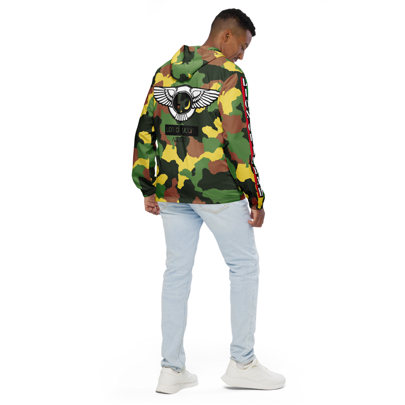 Lion Of Judah Black Logo Camo Graphic Design Men’s windbreaker