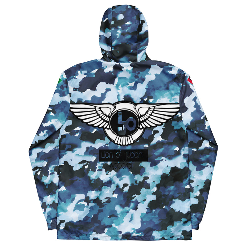 Lion Of Judah Black Logo Graphic Design Camo V.2 Men's Windbreaker