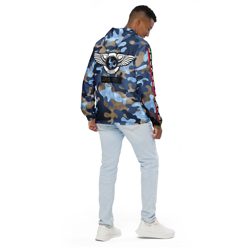 Lion Of Judah Black Logo Graphic Design Camo V.3 Men's Windbreaker