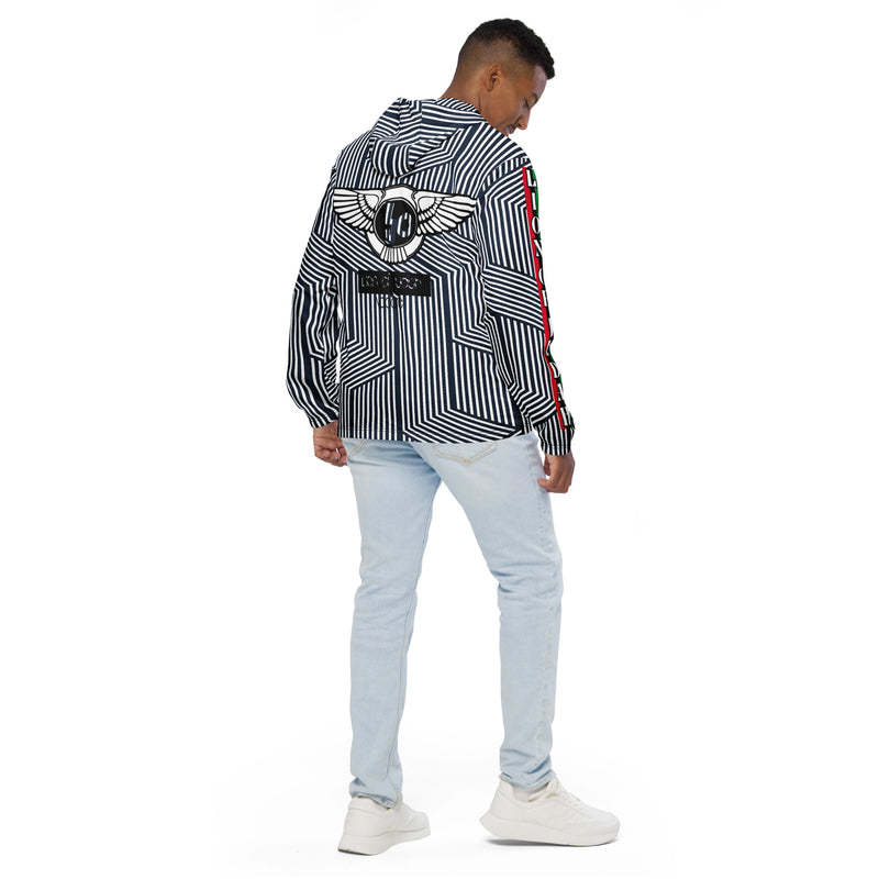 Lion Of Judah Black Logo Blue with White stripe Graphic Design Men's Windbreaker