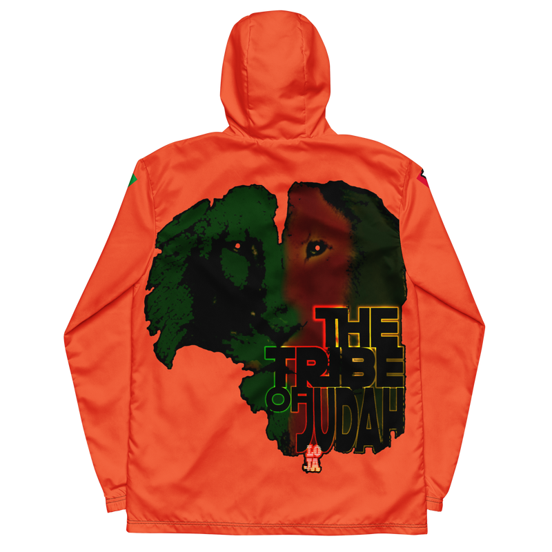 Tribe Of Judah Lion Graphic Design Men's Orange Windbreaker