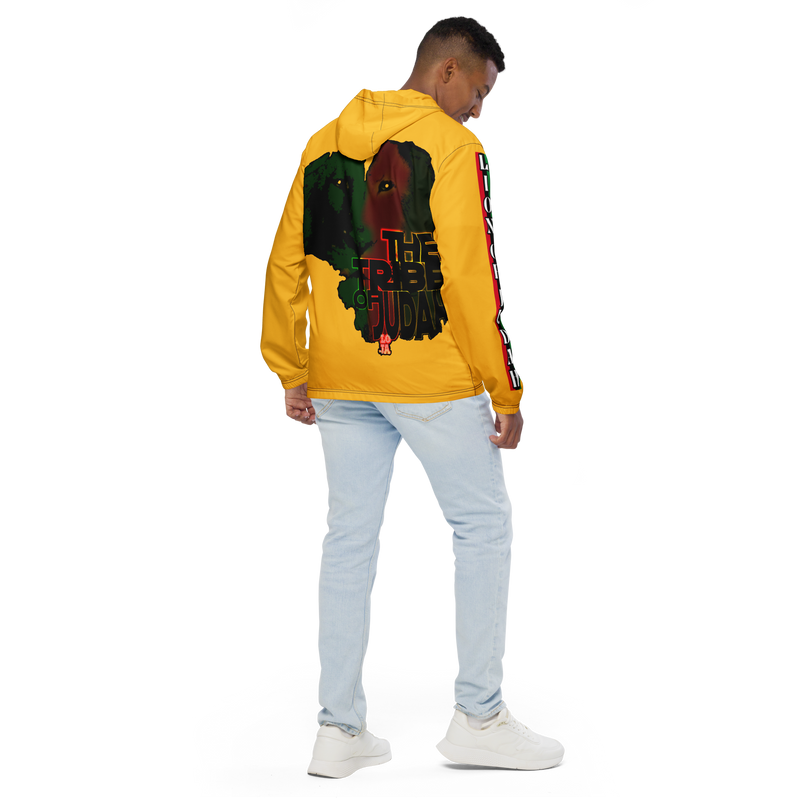 Tribe Of Judah Lion Graphic Design Men's Yellow Windbreaker