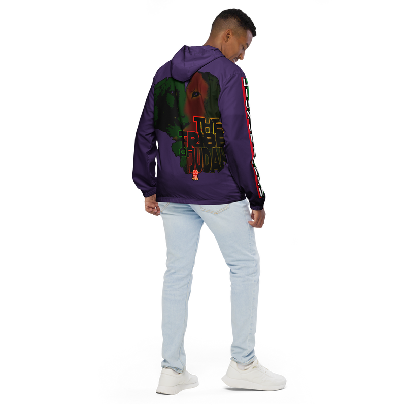 Tribe Of Judah Lion Graphic Design Men's Purple Windbreaker
