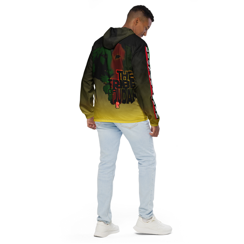 Tribe Of Judah Lion Black to Yellow Fade Graphic Design Men’s windbreaker