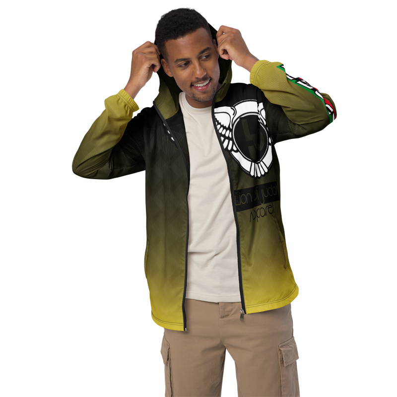 Lion Of Judah Black Logo Black Yellow fade Graphic Design V.3 Men’s windbreaker