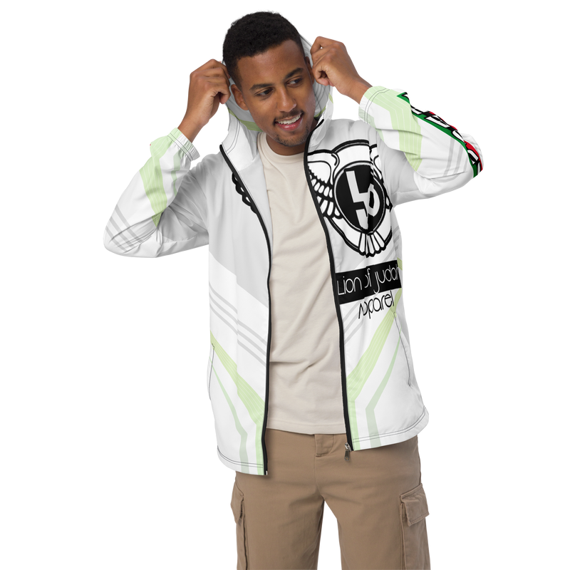 Lion Of Judah Black Logo White Yellow V Shaped Graphic Design V.6 Men’s windbreaker