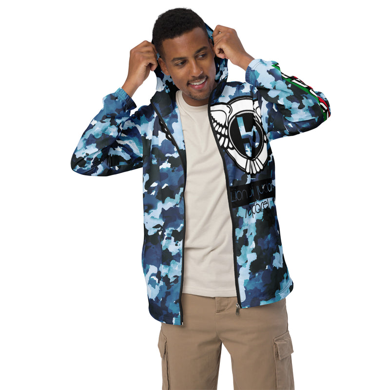 Lion Of Judah Black Logo Graphic Design Camo V.2 Men's Windbreaker