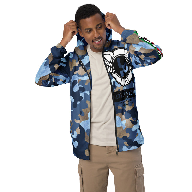 Lion Of Judah Black Logo Graphic Design Camo V.3 Men's Windbreaker