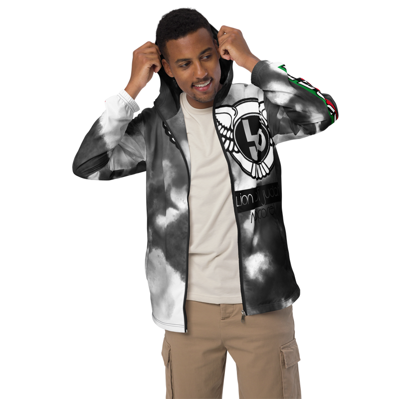 Lion Of Judah Black Logo Black & Grey Graphic Design Men's Windbreaker