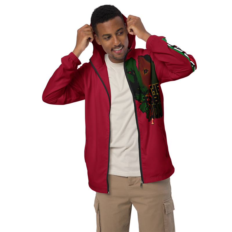 Tribe Of Judah Lion Graphic Design Men's Red Windbreaker