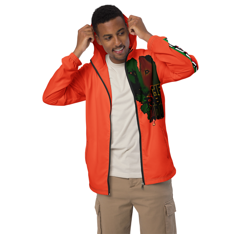 Tribe Of Judah Lion Graphic Design Men's Orange Windbreaker