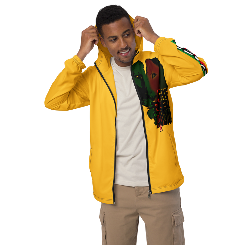 Tribe Of Judah Lion Graphic Design Men's Yellow Windbreaker
