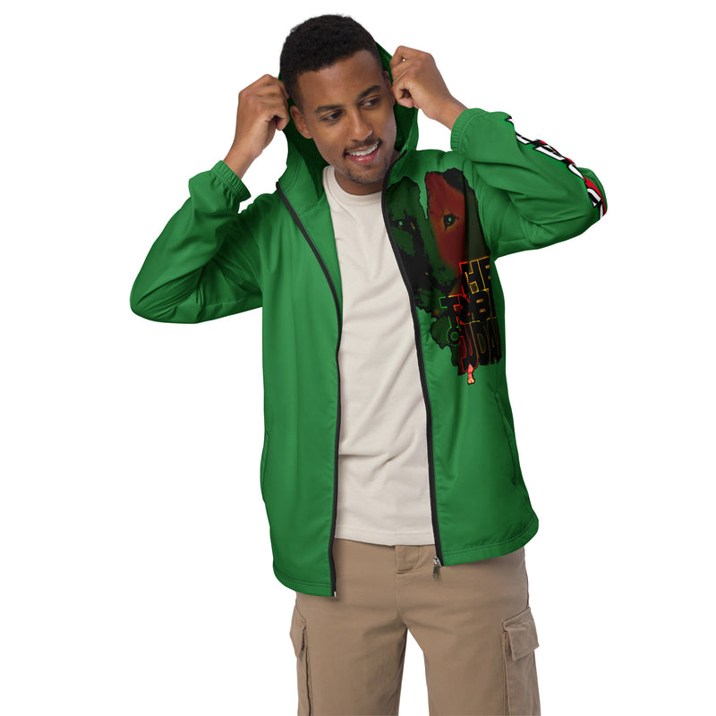 Tribe Of Judah Lion Graphic Design Men's Green Windbreaker