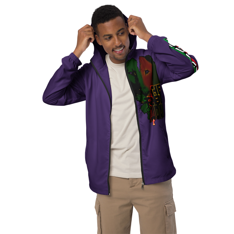 Tribe Of Judah Lion Graphic Design Men's Purple Windbreaker