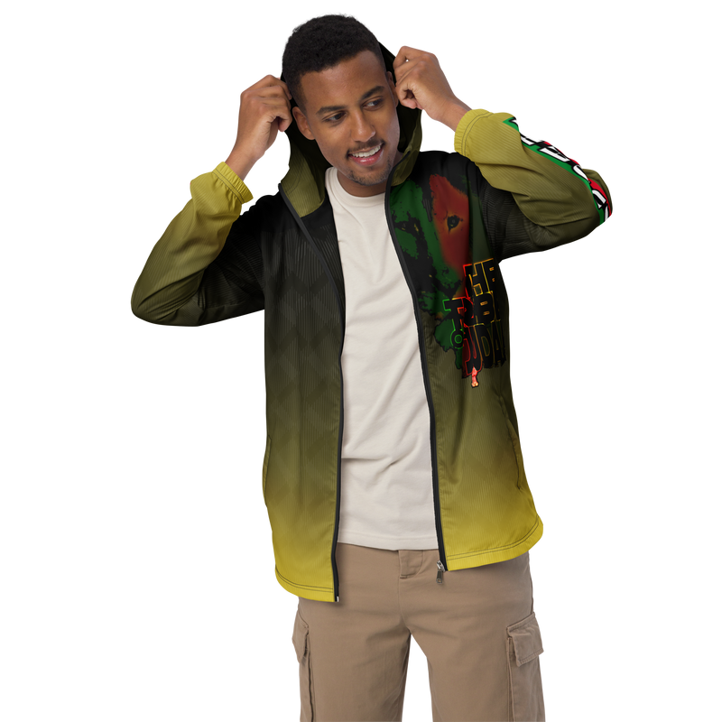 Tribe Of Judah Lion Black to Yellow Fade Graphic Design Men’s windbreaker