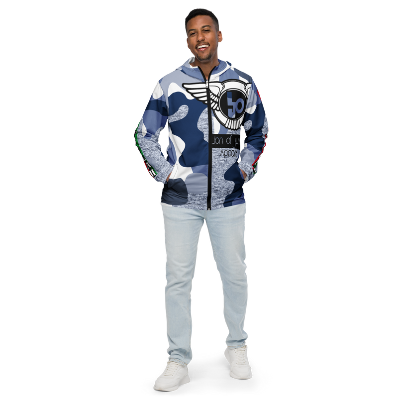 Lion Of Judah Black Logo Pattern Design Men’s windbreaker