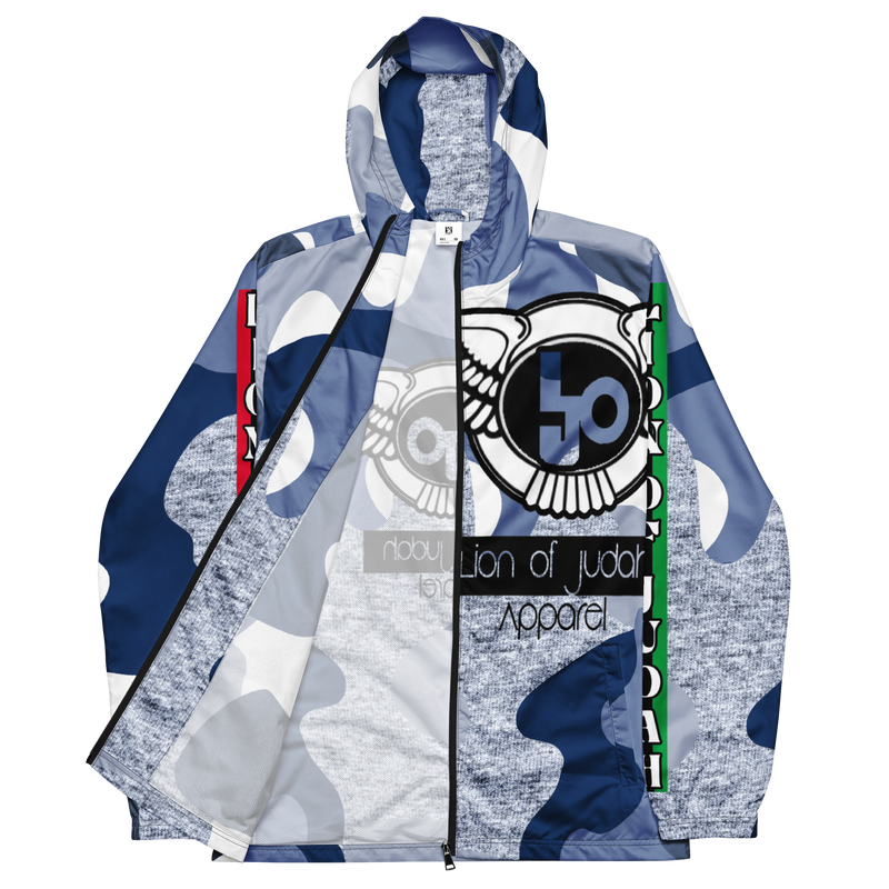 Lion Of Judah Black Logo Pattern Design Men’s windbreaker