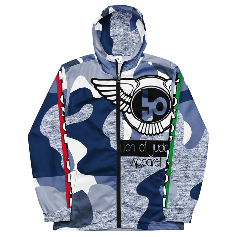 Lion Of Judah Black Logo Pattern Design Men’s windbreaker