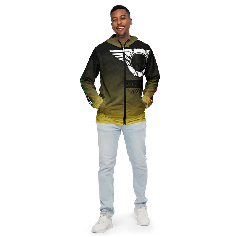 Lion Of Judah Black Logo Black Yellow fade Graphic Design V.3 Men’s windbreaker
