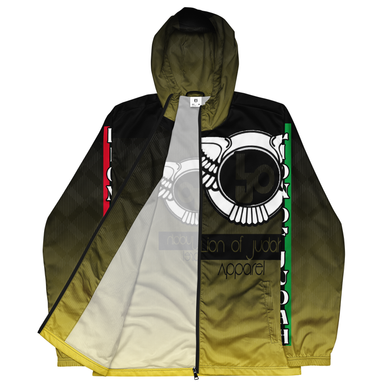 Lion Of Judah Black Logo Black Yellow fade Graphic Design V.3 Men’s windbreaker