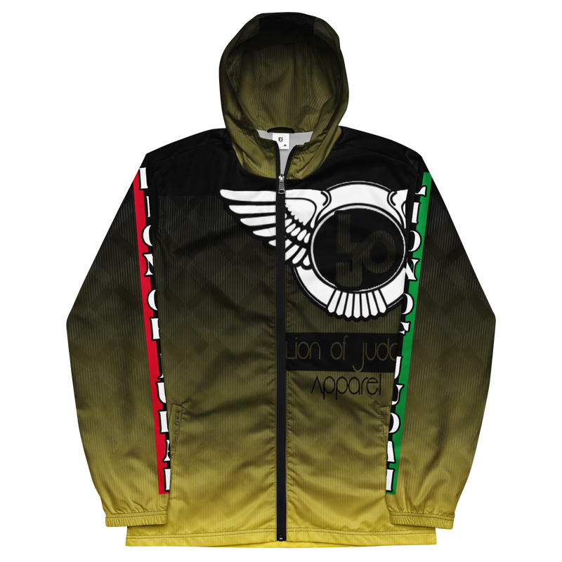 Lion Of Judah Black Logo Black Yellow fade Graphic Design V.3 Men’s windbreaker