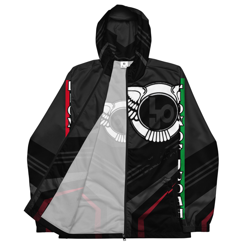Lion Of Judah Black Logo Black V Shaped Graphic Design V.4 Men’s windbreaker