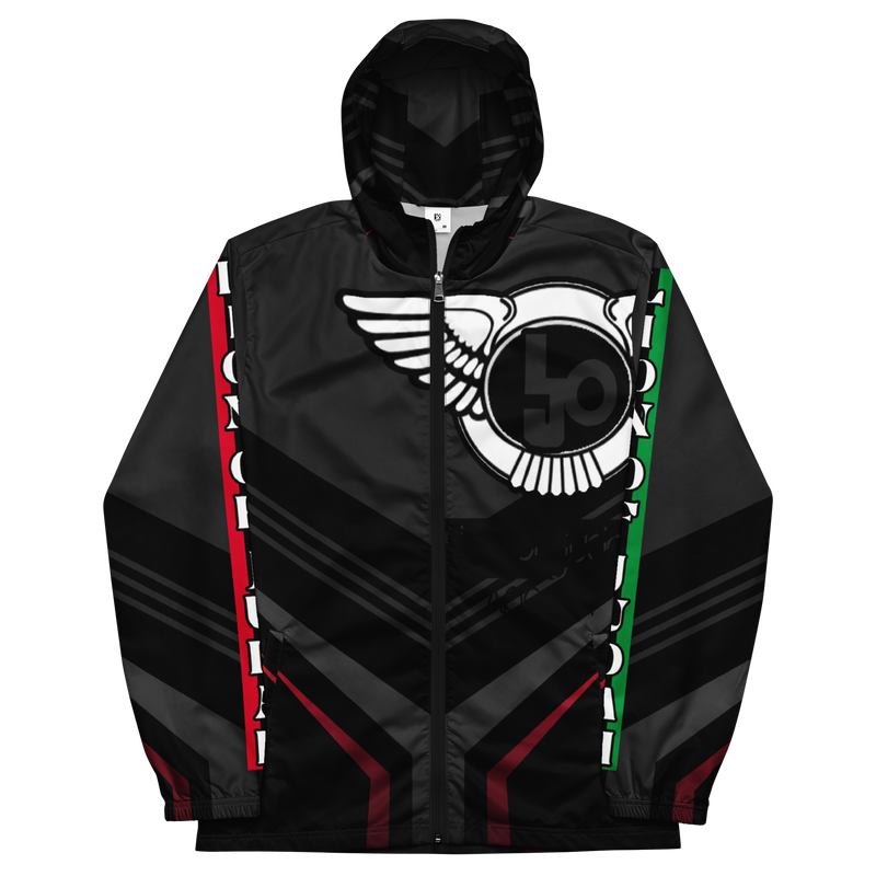 Lion Of Judah Black Logo Black V Shaped Graphic Design V.4 Men’s windbreaker