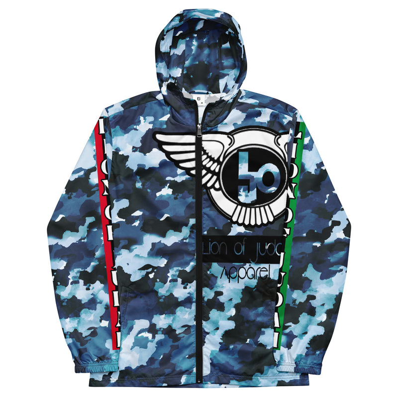 Lion Of Judah Black Logo Graphic Design Camo V.2 Men's Windbreaker