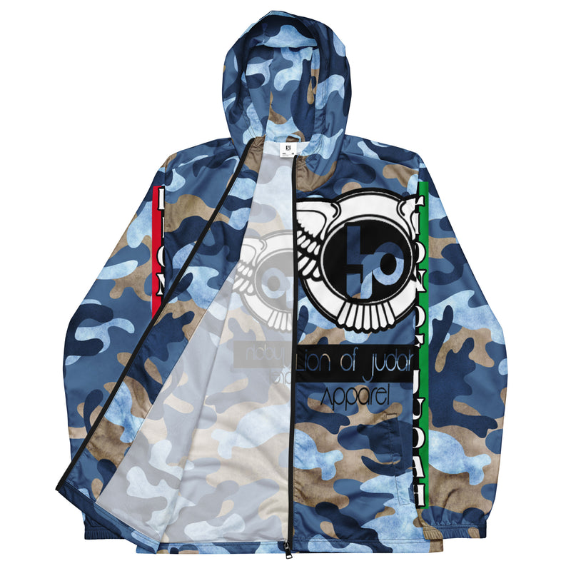 Lion Of Judah Black Logo Graphic Design Camo V.3 Men's Windbreaker