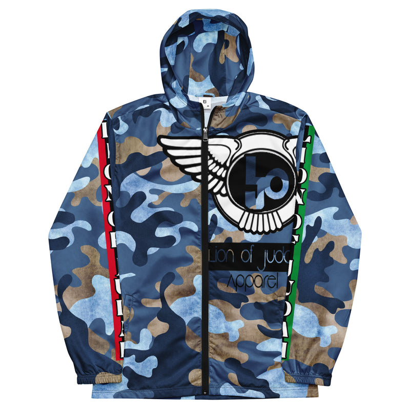 Lion Of Judah Black Logo Graphic Design Camo V.3 Men's Windbreaker