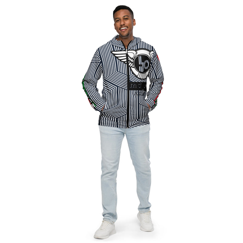 Lion Of Judah Black Logo Blue with White stripe Graphic Design Men's Windbreaker