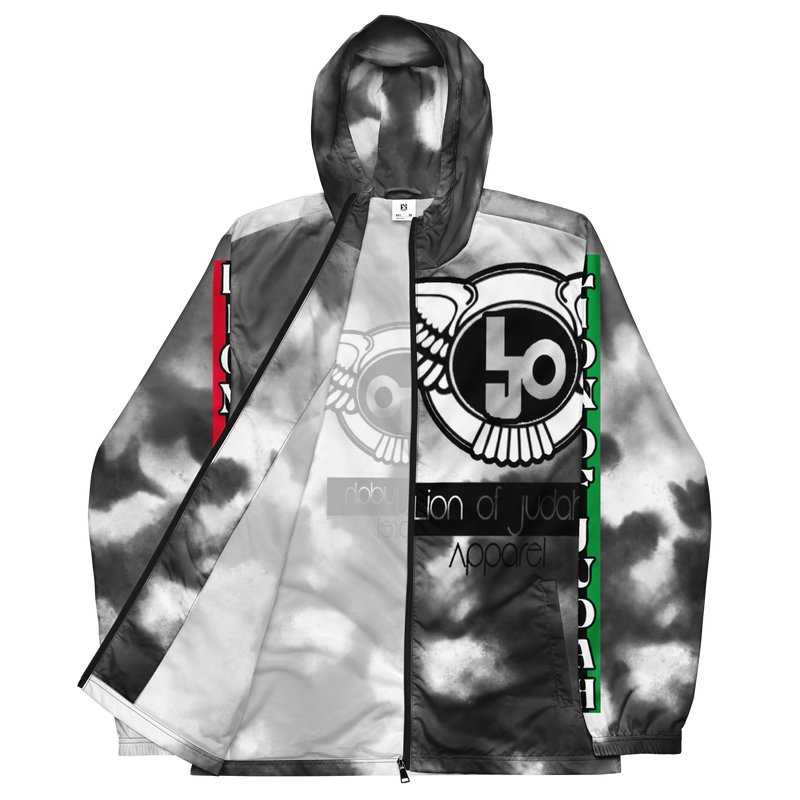 Lion Of Judah Black Logo Black & Grey Graphic Design Men's Windbreaker