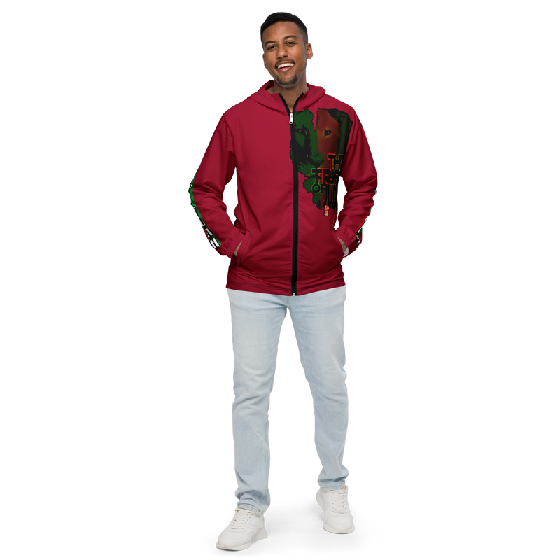 Tribe Of Judah Lion Graphic Design Men's Red Windbreaker