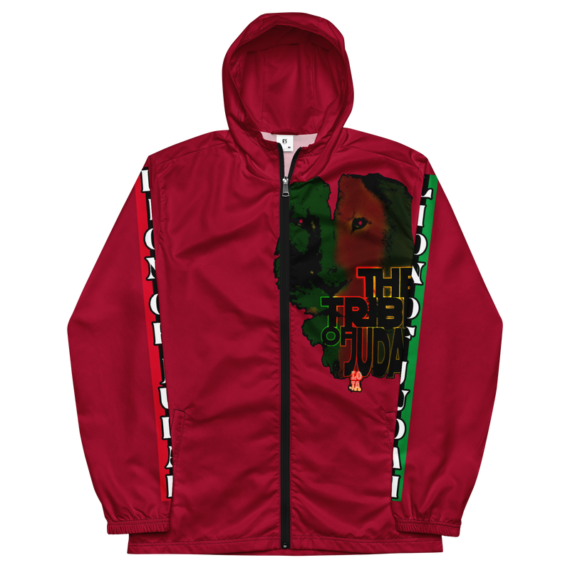 Tribe Of Judah Lion Graphic Design Men's Red Windbreaker