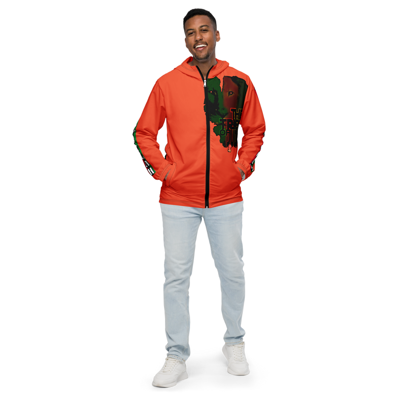 Tribe Of Judah Lion Graphic Design Men's Orange Windbreaker