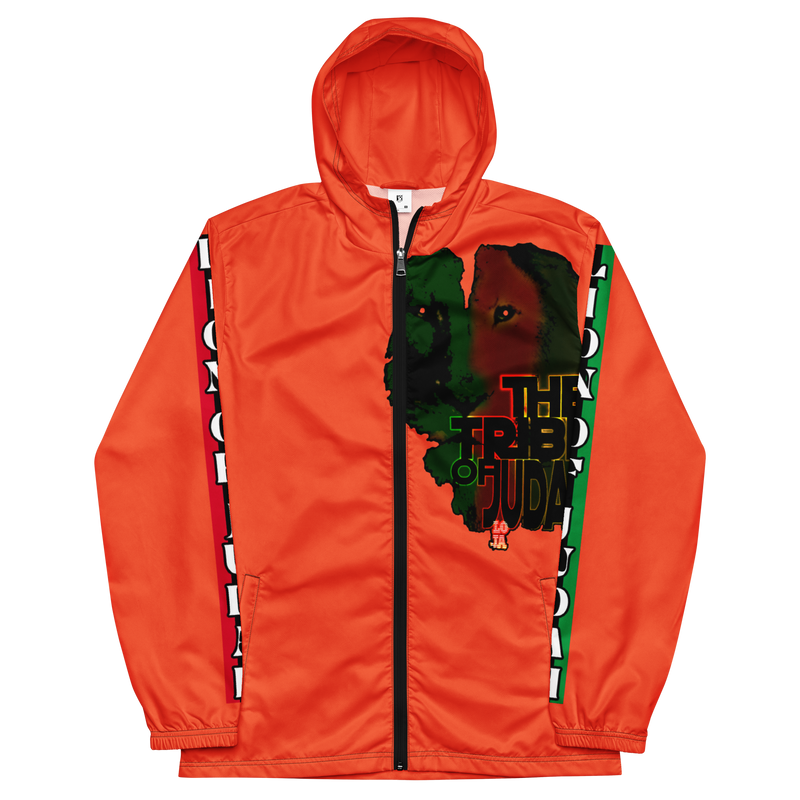 Tribe Of Judah Lion Graphic Design Men's Orange Windbreaker