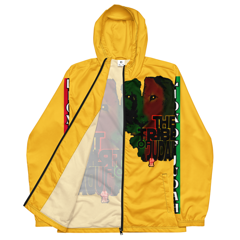 Tribe Of Judah Lion Graphic Design Men's Yellow Windbreaker