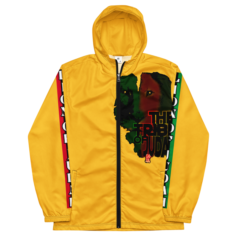 Tribe Of Judah Lion Graphic Design Men's Yellow Windbreaker