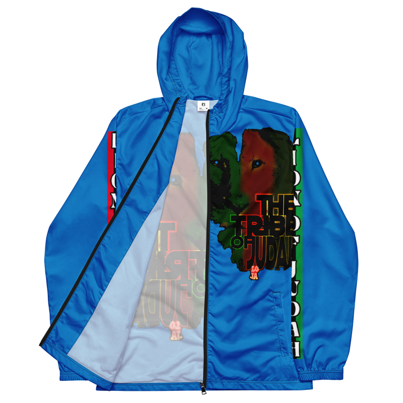 Tribe Of Judah Lion Graphic Design Men's Navy Blue Windbreaker